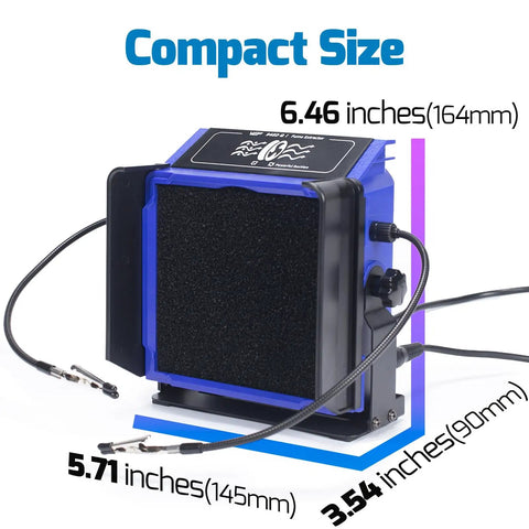 Double Filtration Fume Extractor For Soldering With Helping Hands showing dimensions and compact design
