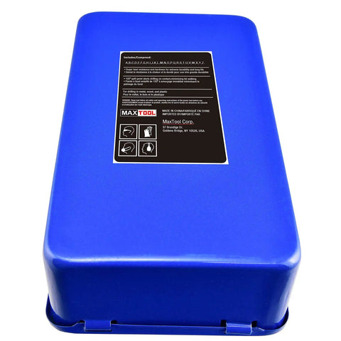 Blue metal case for 26 Piece Twist Drill Bit Set HSS M2 High Speed Steel Jobber Length Fully Ground For Metal Wood Plastic Includes A To Z