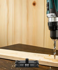 Heavy Duty Hidden Door Hinge With 360 Degree Rotation For Wood Doors And Secret Bookcases With Smooth Bearing Stainless Steel Invisible Swivel Pivot Durable Construction And Easy Install LIFKICH next to a drill on wood panel