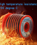 Ultra Flexible 16 Gauge 2 Conductor Silicone Wire Spool Red And Black For LED Strip Extension Cable 25 Feet High Temperature 200 Degree C 600 Volt With Tinned Copper surrounded by flames showing heat resistance