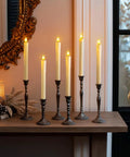 Real Wax LED Flameless Taper Candles With Remote Timer 9.6 Inch Ivory Dripless Battery Operated Window Candles 3D Flickering Flame