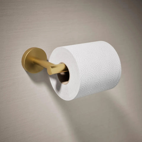 Elate Toilet Paper Roll Holder Brushed Moderne Brass Minimalist Yet Premium Metal Build Corrosion Resistant Wall Mounted