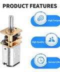 DC 3V 15RPM Gear Motor With Full Metal Gearbox And Mounting Bracket High Torque Mini Metal Gearwheel 9 mm Shaft D Shaped diagram