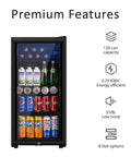 Small But Mighty Beverage Refrigerator With Double Glass Door, 3.2 Cu Ft Mini Fridge For Soda Beer Or Wine, Black Finish