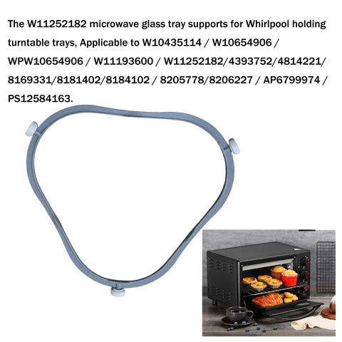 Replacement Inner Ring For Microwave Turntable Glass Plate, shown with oven, durable nylon roller, top view