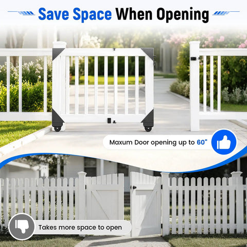 Heavy Duty Sliding Gate Kit With Anti Sag Roll Wheels For Deck And Driveway Gates Universal Fit For 1 To 2 Inch Wood Fences Smooth Quiet Operation Gate Hardware For Easy Setup And Reliable Gate Movement No Fuss, white wood gate