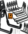 12 Pack Heavy Duty Steel Garage Hooks With Anti Slip Coating Wall Mount Organizer for hanging tools and bikes