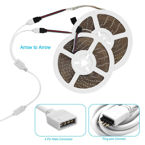 All In One Must Have Solderless RGB LED Strip Connector Kit With 4 Pin 5050 Connectors, L Shape For 10mm Wide Strips