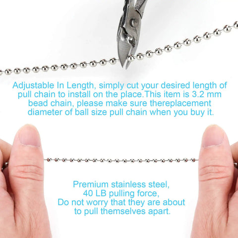 Super Long Ceiling Fan Pull Chain Extender 200 Inch Beaded 3.2mm Light Chain Extension adjustable length demonstration