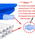 2 Inch Skimmer Cone Adapter Cuff For In Ground Pools Fits 2 Inch Suction Port Only Connects Automatic Pool Cleaner Or Vacuum Hose To Skimmer Zodiac Baracuda W70263 R0527600 W63900 connecting hoses with notes