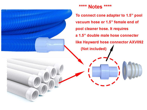 2 Inch Skimmer Cone Adapter Cuff For In Ground Pools Fits 2 Inch Suction Port Only Connects Automatic Pool Cleaner Or Vacuum Hose To Skimmer Zodiac Baracuda W70263 R0527600 W63900 connecting hoses with notes