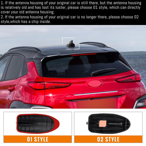Shark Fin Roof Antenna Cover For Hyundai Kona 2018 2019 2020 2021 2022 2023 And Kia Sorento 2019 2020 Glossy Black With Chip Antenna Topper