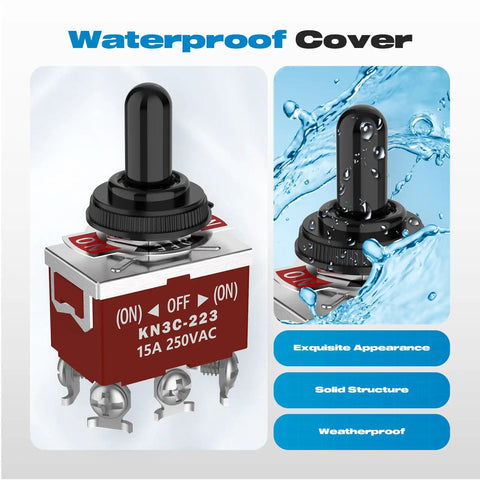 Momentary DPDT Toggle Switch 6 Pin Three Position Waterproof Marine Grade 30A 12V DC 15A 250V AC Heavy Duty With Boot Cover Cap For Car Boat 2 Pack Ideal For Marine Applications And DIY Projects, waterproof cover