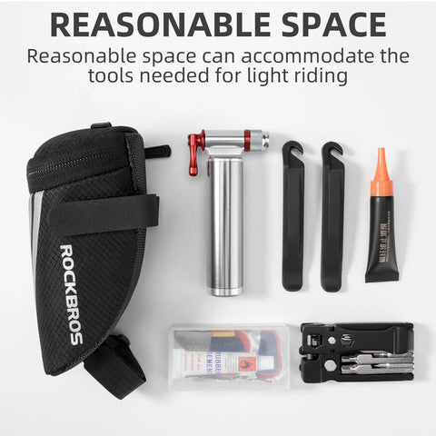 Under Seat Bike Saddle Bag Ultralight Storage Pouch For Road Mountain Folding Bikes with tools and accessories