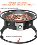 Outdoor Propane Fire Pit 22 Inch Smokeless Portable Fireplace With 12 Foot Hose And Lava Rocks For Patio Backyard Bonfire Camping RV Tailgating Beach Party 55000 BTU showing duel rings