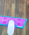 Heavy Duty Washable Microfiber Cleaning Pad Fits Standard Floor Mops on wooden floor, effectively trapping dirt and dust.