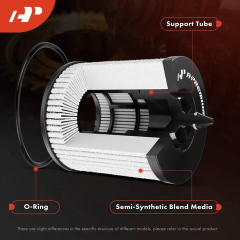 20K Miles Upgraded Protection Oil Filter With Heavy Duty Build for Porsche, showing filter cutaway with support tube and O-ring