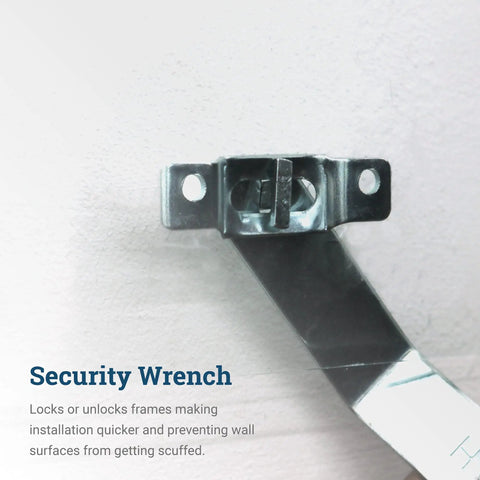 Close-up of Hella Durable T Head Security Wrench For Picture Frame Installation With Tough Steel Build, showing locking mechanism.