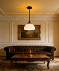 4 Pack Straight Pipe Lamp Stems With M10 Threads And Connectors 7.87 Inch Hollow Black Rods installed in a chic living room.