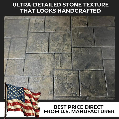 Slate Stone Concrete Stamps Mats Set Of 5 24 By 24 Inches Made In USA Durable Polyurethane With Flexible And Rigid Forms