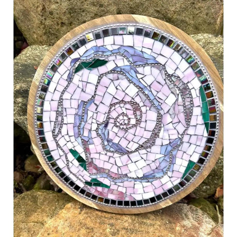 Handmade Broken Glass Mosaic Lazy Susan Centerpiece For Kitchen And Dining Table 10-Inch Turntable with artsy finish