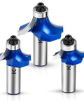 Roundover Router Bit Set Pro Grade With 1/2 Inch Shank Radius Options 1/4, 3/8, 1/2 Inch Carbide Tip Two Flutes Bearing Guide