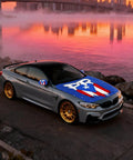 Puerto Rico Flag PR Letters And Starry Design Car Hood And Mirror Cover Set 4x5.25 Ft Stretchable Fit on parked car