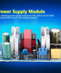 Rock Solid AC to DC Power Supply Module 50 Watt 4 Amp Switching Converter Board with capacitors and heatsinks.