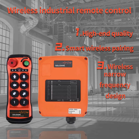 Industrial Wireless Crane Remote Control Kit With Eight Buttons For 12V And 24V Electric Hoist Overhead Transmitter Receiver
