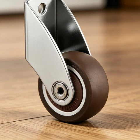 Heavy Duty Anti Sag Gate Caster Wheels Set Of Four With Dead Silent Rubber Rollers To Keep Large Sliding Doors Perfectly Level close-up of a caster wheel.