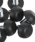 16 Pack Adjustable Furniture Feet Set With Heavy Duty Stainless Steel Leveling Pads And Grippy Non Slip Rubber Feet M8 Thread, black feet close-up
