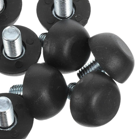 16 Pack Adjustable Furniture Feet Set With Heavy Duty Stainless Steel Leveling Pads And Grippy Non Slip Rubber Feet M8 Thread, black feet close-up