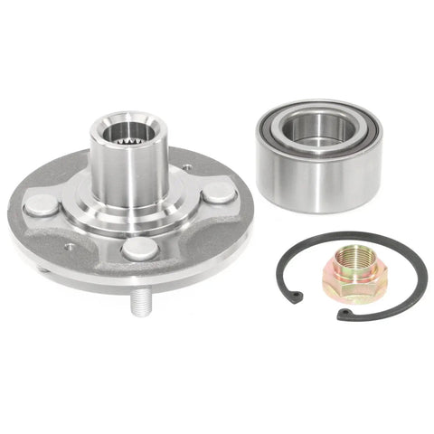 Front Wheel Hub Kit With Bearing, Studs, Snap Ring And Axle Nut, Forged Flange Fitment To Rebuild Non Integral Wheel Hubs