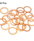 30 Pack Flat Copper Washers Metric 22x30x1.5mm Rock Solid Crush Ring Seals For Hydraulic Fittings on a white background.