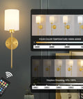 Wireless Battery Operated Wall Sconce Set Of Two With Timer, Dimmable 4CCT And RGB Accent Light For Bedroom, showing color temperature options.
