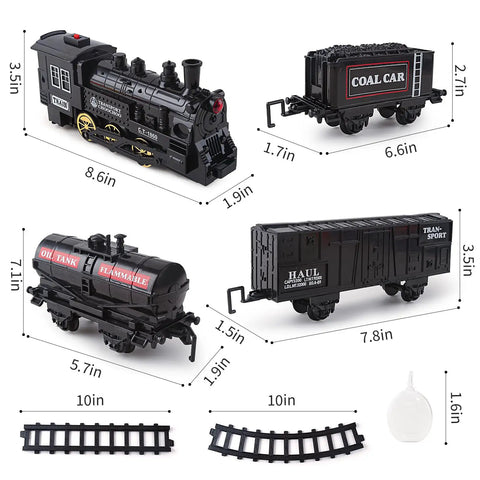 Electric Train Set For Kids With Steam Locomotive And Cargo Cars Tracks And Railway Kit Lights Smoke And Sound 55 Inch By 35 Inch Layout
