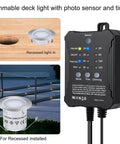 Smooth Dimmable LED Deck Lights With Timer And Photocell Sensor, 20 Pack Recessed Light Kits, IP67 Waterproof shown with sensor box