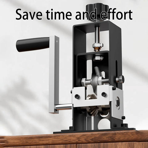 Gypsyfy Manual Wire Stripping Machine for Copper Cable Peeling with hand crank and drill adapter shows adjustable mechanism.