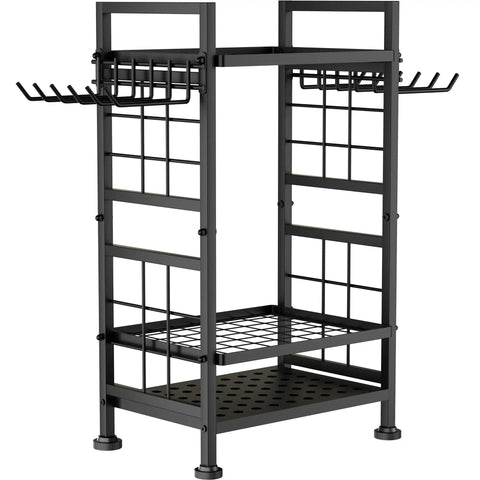 Three Tier Garden Tool Organizer For Garage And Shed Heavy Duty Metal Tool Storage Rack Holds Up To 78 Tools Indoor Outdoor Black