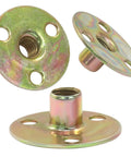 16 Pack One Quarter Inch Twenty Brad Hole T Nuts With Round Base, carbon steel, galvanized finish, female thread