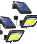 Two Pack Flood Lights Outdoor With Motion Sensor, Waterproof LED Sun Powered, 3 Lighting Modes, 16.4Ft Cable, No Wiring Needed For Garden