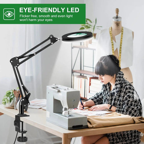 Desk Magnifier With Light And Stand Flexible Gooseneck Magnifying Lamp With 5X And 10X Lenses 12V LED Beads Three Mode Dimmer