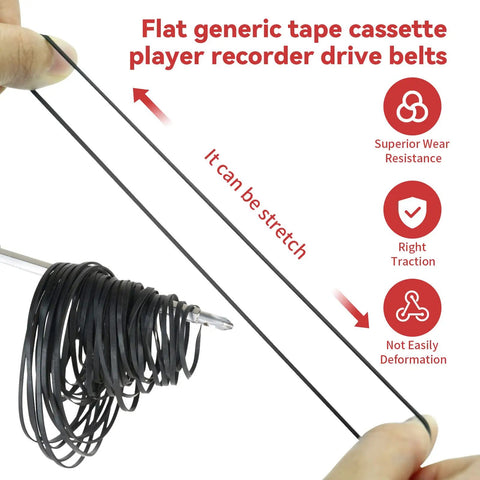 Flat Cassette Tape Player Drive Belts 3Mm Wide Universal Replacement Pack Of 50 Belts For 40Mm To 135Mm Devices Repair And Maintenance