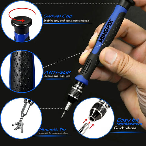 Detailed view of precision driver in MacBook Pro And Air Teardown Tool Kit With Pentalobe And Torx Bits And Precision Drivers Including P2 P5 P6