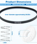 Real Deal GE Washing Machine Repair Kit Featuring Transmission Pulley Push Nut Shift Actuator Drive Belt Clutch And Coil Spring dimensions with belt, clutch, spring sizes.