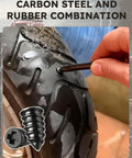 All In One Tire Repair Kit With Screw In Self Sealing Plugs Pro Grade Heavy Duty Tubeless Patch Tools in use on motorcycle tire