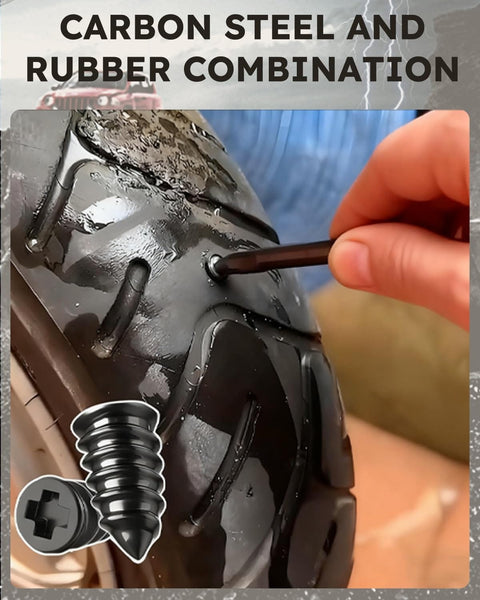 All In One Tire Repair Kit With Screw In Self Sealing Plugs Pro Grade Heavy Duty Tubeless Patch Tools in use on motorcycle tire