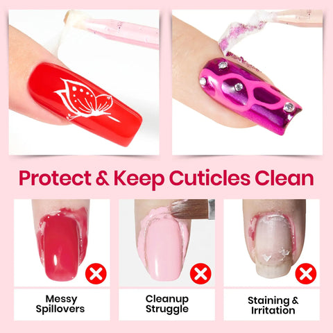 Colored Liquid Latex For Nails Peel Off Barrier 15ml with Plastic Nail Stick for mess-free manicures highlighting cuticle protection.