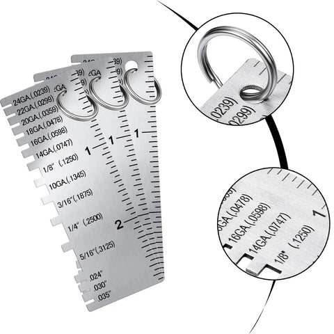 3 Pack Metal Thickness Gauge Tool Set Portable Stainless Steel For Welding And Metalwork One Sided Material Thickness Gauge