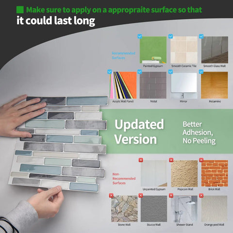Self Adhesive Kitchen Backsplash Tiles With Marble Look For Quick Kitchen Remodel Peel And Stick 12 By 12 Inch Sheets Ten Tiles No Grout Needed Easy Install 40 Percent More Coverage Durable Cleanable Marble Finish being applied to a wall surface showing compatibility